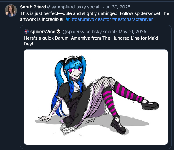_poisonpuppet's tweet photo. @staticomics Darumi's VA follows the bsky acct where I post my NSFW art. I had a heart attack when it happened, let alone when she *reposted it*. https://t.co/WMcnuwaIsl