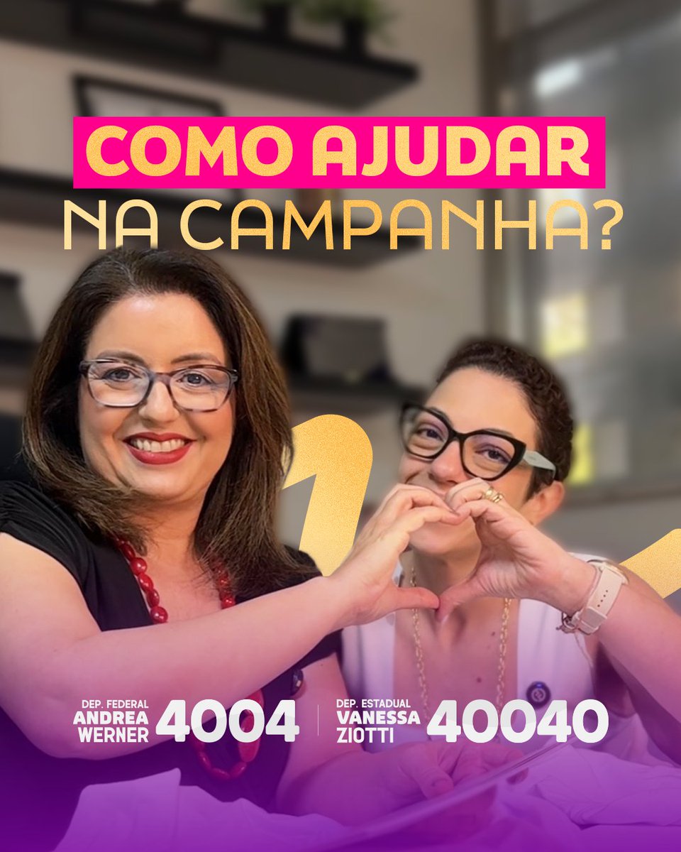 andreawerner_'s tweet photo. 4️⃣0️⃣0️⃣4️⃣ Andréa federal e 4️⃣0️⃣0️⃣4️⃣0️⃣ Vanessa estadual, uma em Brasília, uma em São Paulo e infinitas na luta. Compartilhe esse post com sua rede!

Materiais - https://t.co/CF4487kZbO
Vaquinha - https://t.co/jDrfIA2eaO

#aw4004 #aw #deputadafederal #vz40040 #vz #deputadaestadual https://t.co/5D91UmJIEU