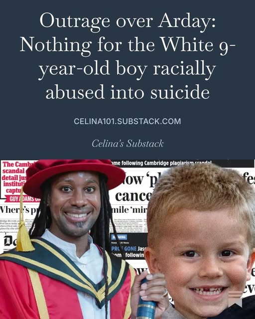 Alexandr4Denman's tweet photo. Aaron Dugmore was nine years old. He was one of the few White children in a school where roughly 75% of pupils were non-White. His family said he was subjected to racial abuse, including being told that “all the white people should be dead”, before he was found with a cord around his neck. No outrage , nothing saying why as a native white British little boy just starting his life out and bullied by a pack of foreign kids that maybe there is a problem in our country 
NOTHING .....SILENCE !