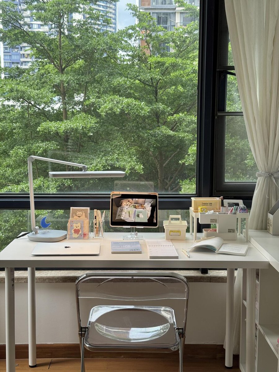 im_puissante's tweet photo. A tidy desk boosts focus! My go-to set: a minimalist laptop, a cute potted succulent, and a small notebook for quick notes. No clutter, all productivity ， https://t.co/ugBHEDyr2v