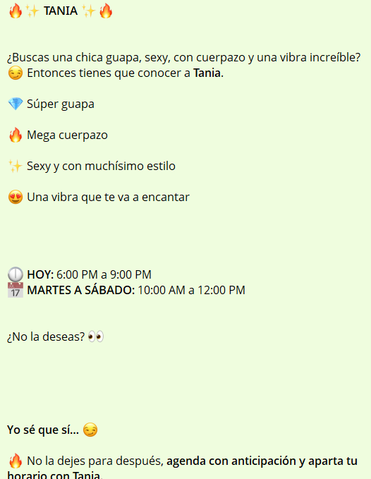 DeseoEliteSLP's tweet photo. ¿Aún   no estás en Telegram?🔥   
 Ahí encontrarás fotos,   información de las chicas, horarios actualizados, novedades y contenido   exclusivo que no publicamos en otros lugares.   
 😈 Únete https://t.co/EO6VtaJFLX No te quedes   solo con una parte... entra 💜 #DeseoVIP https://t.co/CFtE5REyGl