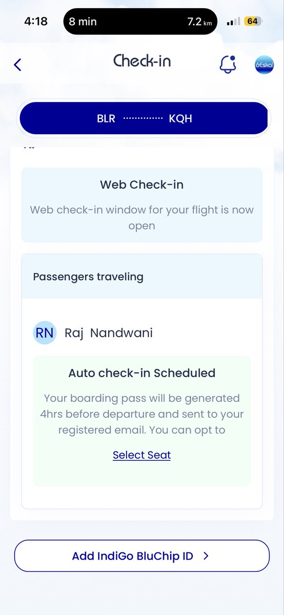 Positeawitty's tweet photo. @IndiGo6E your system is not generating boarding pass 4 hours prior to the journey my flight 6E 2455 is at 6:25 but I haven’t received the boarding pass yet even though the app shows option selected and yours system keeps sending me mail to web checkin now. I’ve already done it! https://t.co/HhM2UsbMCA