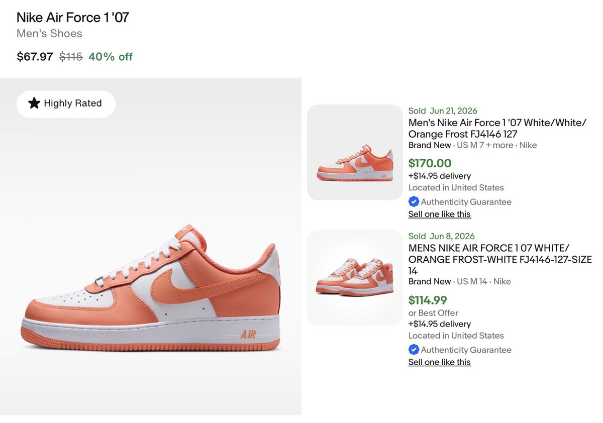 glitchtoriches's tweet photo. $115 NIKE AIR FORCE 1 '07 SHOES NOW $68

Nike is currently offering a great discount on these, saving you $47

These are selling for above retail even 

Stock wont last long

https://t.co/EIVlc3JZ67 #ad https://t.co/pWVLqMxaYx