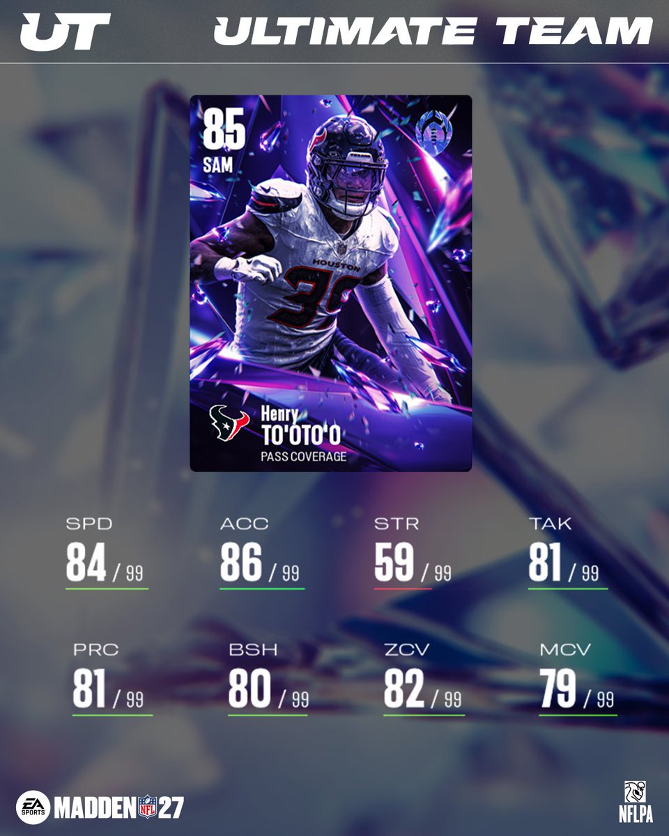EASPORTS_MUT's tweet photo. Ed Reed, Henry To'oTo'o, and Lane Johnson feature in the first drop of Crystal tomorrow in #Madden27! 💎 https://t.co/FlB30Dk7p4