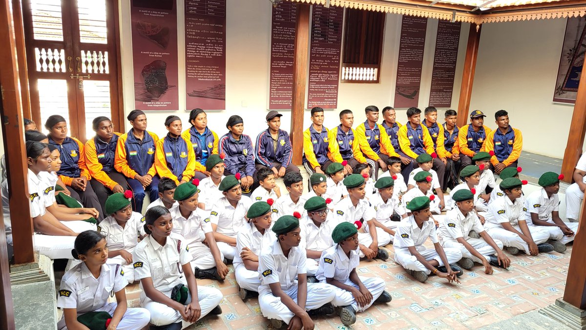 NCCPondicherry's tweet photo. As part of OSE 26, The voyagers visited the Porunai Museum, Tirunelveli
Showcasing Korkai’s legacy as an ancient port- a fascinating window into Tamil Nadu’s maritime past.
A memorable port of call. 

#QuestForMENU #OceanSailingExpedition @NCCDte_TNPAN @HQ_DG_NCC @CMOTamilnadu https://t.co/njf5feVdMf