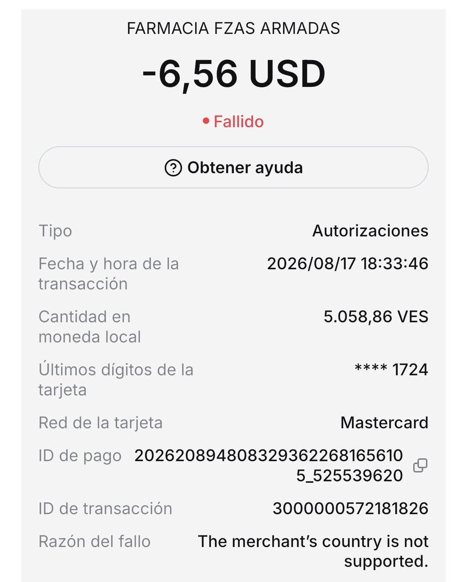 rafatromb1's tweet photo. @aguila_tech @Bybit_Official No pasa en venezuela, aquí la prueba de querer pasarla por Farmatodo y nada 😵‍💫🥊 https://t.co/Weyoj4F3VK