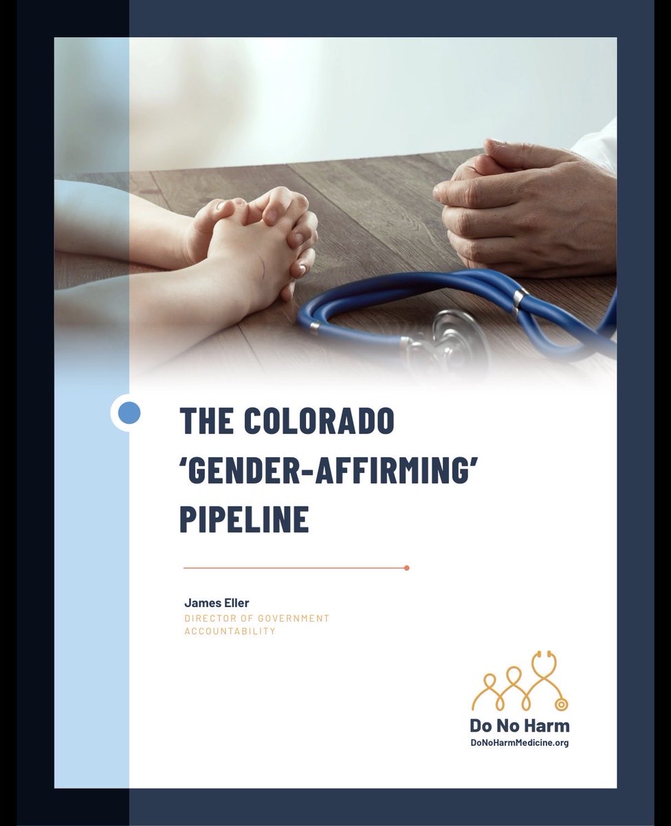 Erin4Parents's tweet photo. 📢 I have been **shouting this from the rooftops for years** 

What happened to my child was not an isolated incident. It was part of a much larger system. 

@donoharm just released a 34-page white paper documenting what it calls “The Colorado ‘Gender-Affirming’ Pipeline” — based on 279 public-record files and thousands of pages of documents.

The report traces a multi-pronged pipeline involving:

→ **State-funded mental-health programs** providing “gender-affirming” counseling — including encounters with children as young as **five**.

→ A **$4.7 million state marketing contract** that included influencer outreach targeting minors, while emphasizing that kids 12+ could access services without parental consent.

→ **School-based health centers** serving as distribution and referral networks.

→ **CU’s medical school and public-health programs** training providers, conducting research, and connecting youth to transition-related resources.

→ The **TRUE Center at Children’s Hospital Colorado**, providing the clinical infrastructure at the other end of the pipeline.

People need to understand: THIS IS A CONVEYOR BELT. 

My own child was put onto that conveyor belt **without my knowledge or consent.**

For years, parents like me have been dismissed for warning that these systems don’t operate in isolation. It is incredibly heartening to see a national organization of medical professionals finally document the connections and put them in one place.

→ Add to this report: 20+ Colorado laws embedding gender ideology into state policy; a requirement that transgender be taught in first grade social studies curriculum; a child-welfare and family-court system that forces parents to transition or else lose their kids; and millions of dollars from wealthy political donors (ie: Stryker & Gill) working to reshape institutions and public opinion.

The conveyor belt becomes extraordinarily difficult to reverse. That’s the part people need to understand. It is an interconnected system — and children and families are moving through it.

Please read this white paper. Share it. Understand how the pipeline works.

This is why I fight.