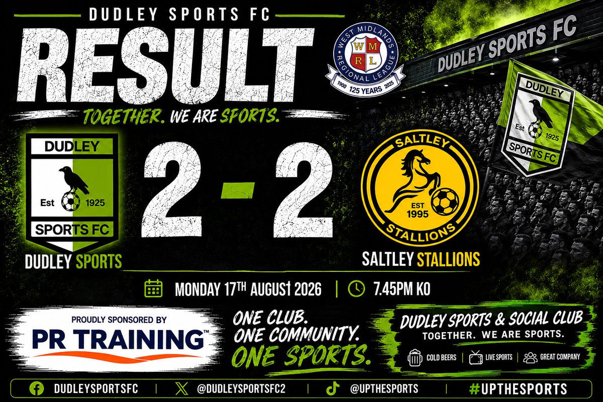 dudleysportsfc2's tweet photo. Sports pick up their point of the season,
A good battle against a tough opponent in @SaltleySFC, plenty of positives in a very high intensity game, @wmrfl
Thank you for your Fantastic support.
#THEJOURNEYCONTINUES 
UTS 🟢 ⚫️ https://t.co/gBx1IpwmOm