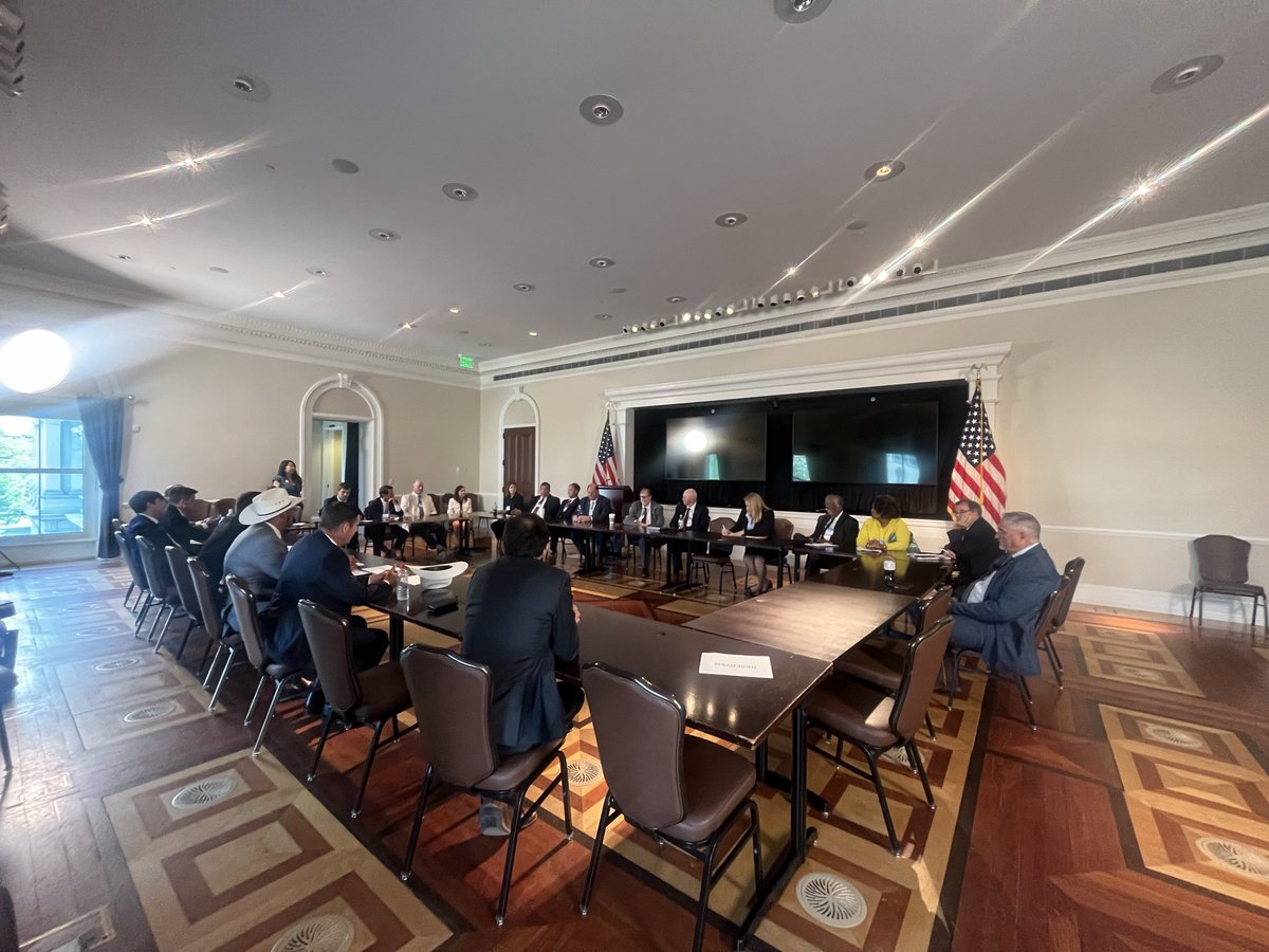 AndyGipsonforMS's tweet photo. I was honored to lead a great delegation representing our farmers, ranchers, forest landowners, shrimpers and fishermen to your Washington D.C. today. With in-depth policy discussions at the USDA and White House offices, we made sure your voice was heard at the highest federal levels with key decision makers. I appreciate four of Mississippi’s legislators joining us today.

We’ll be following up with a written briefing to the White House on several major issues including curbing the dumping of foreign imported catfish, shrimp and other foods, blocking EUDR’s application in America, expanding our agricultural workforce, coordinating more uniform disaster relief and recovery and standing up more local food and value-added processing to make farming profitable again.  

We appreciate President Trump’s and Secretary Rollins’ focus on putting our Farmers First!  Thank you to my friend Bruce LeVell for making this happen for Mississippi.