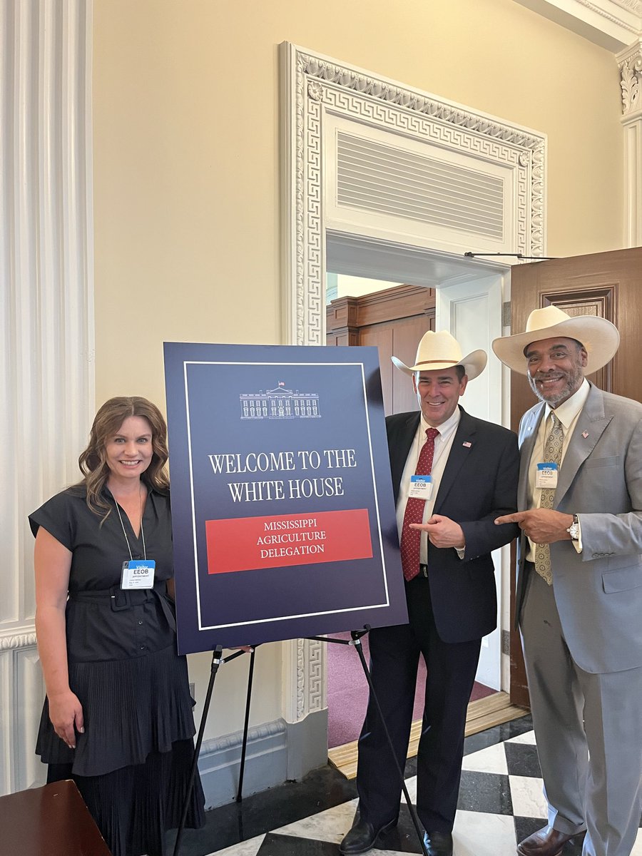 AndyGipsonforMS's tweet photo. I was honored to lead a great delegation representing our farmers, ranchers, forest landowners, shrimpers and fishermen to your Washington D.C. today. With in-depth policy discussions at the USDA and White House offices, we made sure your voice was heard at the highest federal levels with key decision makers. I appreciate four of Mississippi’s legislators joining us today.

We’ll be following up with a written briefing to the White House on several major issues including curbing the dumping of foreign imported catfish, shrimp and other foods, blocking EUDR’s application in America, expanding our agricultural workforce, coordinating more uniform disaster relief and recovery and standing up more local food and value-added processing to make farming profitable again.  

We appreciate President Trump’s and Secretary Rollins’ focus on putting our Farmers First!  Thank you to my friend Bruce LeVell for making this happen for Mississippi.