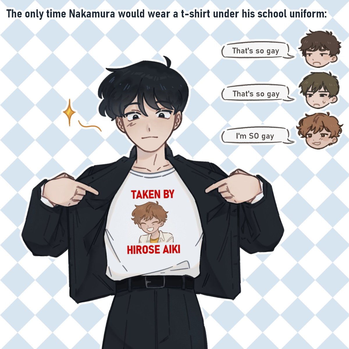 quit_uu's tweet photo. Poor Takeuchi and Mukai, they have to deal with so much cringe when it comes to Nakamura and Hirose (here they're already dating)

#ガンバレ中村くん #goforitnakamura https://t.co/vi9l4Uu1ul