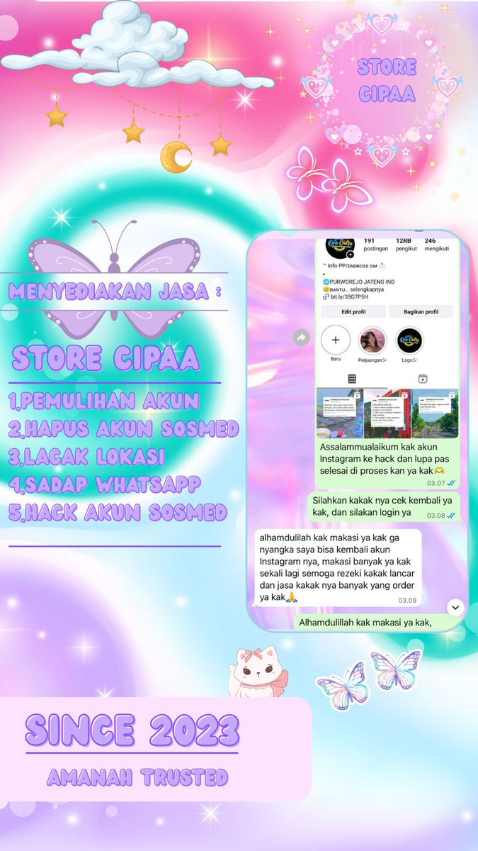 beccavla's tweet photo. jasa pulihkan dan balikin akun sosmed.

Jasa Pemulihan akun instagram, tiktok, Facebook, X, email, goggle, line

Hapus akun Tiktok, email, X, Facebook, Instagram, Youtube, Telegram.

Serta : Sadap Akun, Hack akun, Lacak lokasi #zonauangㅤ 

Konsultasi Wa di bio profil aku ya🕊️ https://t.co/TcCrgNj3Ku