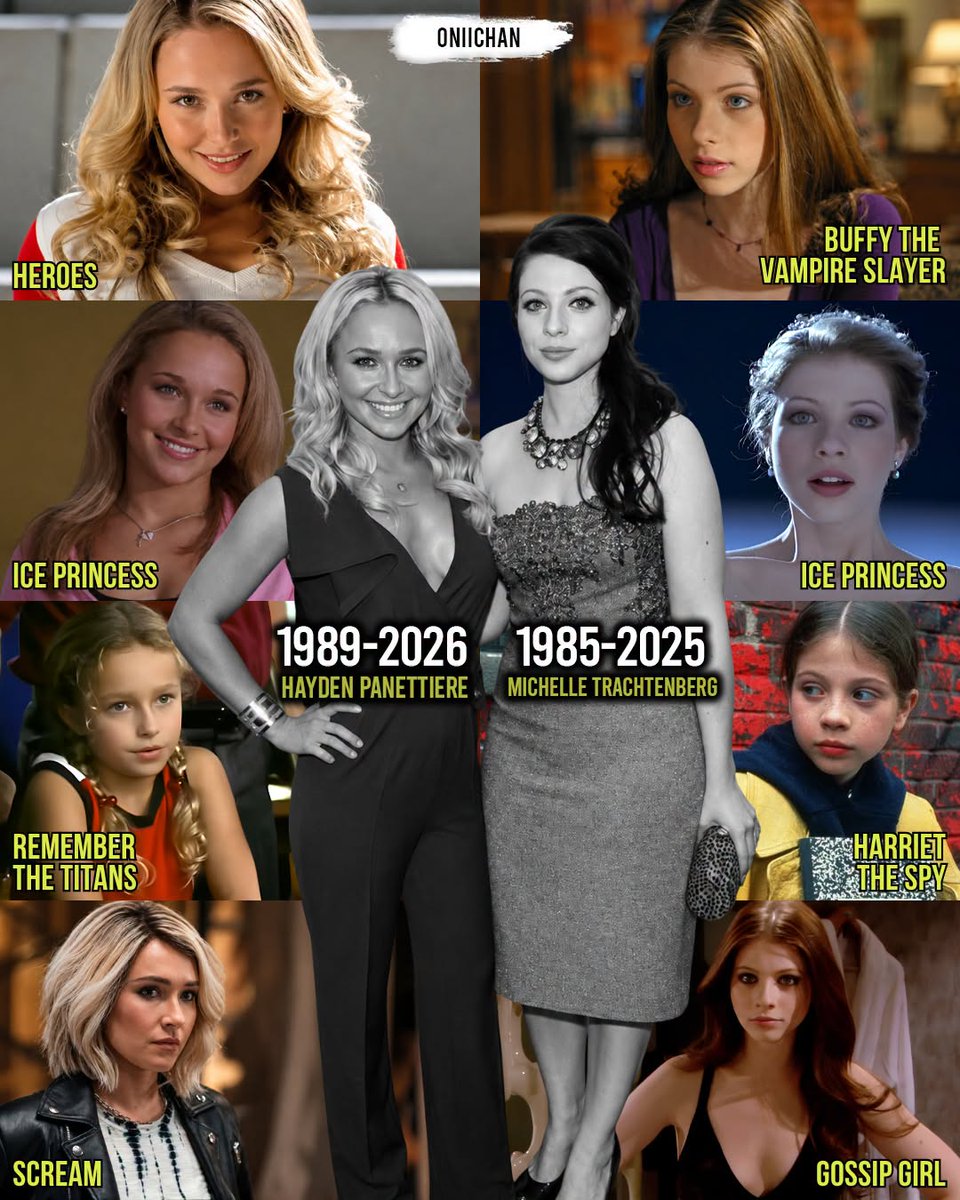 oniichanph's tweet photo. Both gone in their 30s, but will never be forgotten. Two actresses an entire generation grew up watching, taken way too soon. 🕊️

Michelle Trachtenberg was only 39 when she passed away in 2025. Hayden Panettiere was just 36 when she passed away in 2026.

Their careers gave audiences completely different memories. Michelle became beloved through Harriet the Spy, Buffy the Vampire Slayer, and Gossip Girl, while Hayden became unforgettable through Heroes, Nashville, Scream, Remember the Titans, and more.

But their stories also crossed in Disney’s 'Ice Princess', where Michelle starred as Casey Carlyle and Hayden played Gen Harwood. Looking back at the film today creates a bittersweet connection between two young actresses who would each go on to build memorable careers of their own.

They accomplished so much, yet both should have had so much more time ahead of them.

Rest in peace, Michelle Trachtenberg and Hayden Panettiere. Two familiar faces, two beautiful careers, both gone far too young. ❤️🕯️