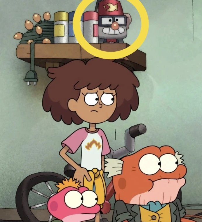nix79_'s tweet photo. Fun fact: In Season 3 Episode 5a of #Amphibia, a bobblehead resembling Stan 💰 can be seen on a shelf in the background, as another reference to #GravityFalls 🌲 https://t.co/gj8v6zlH3h