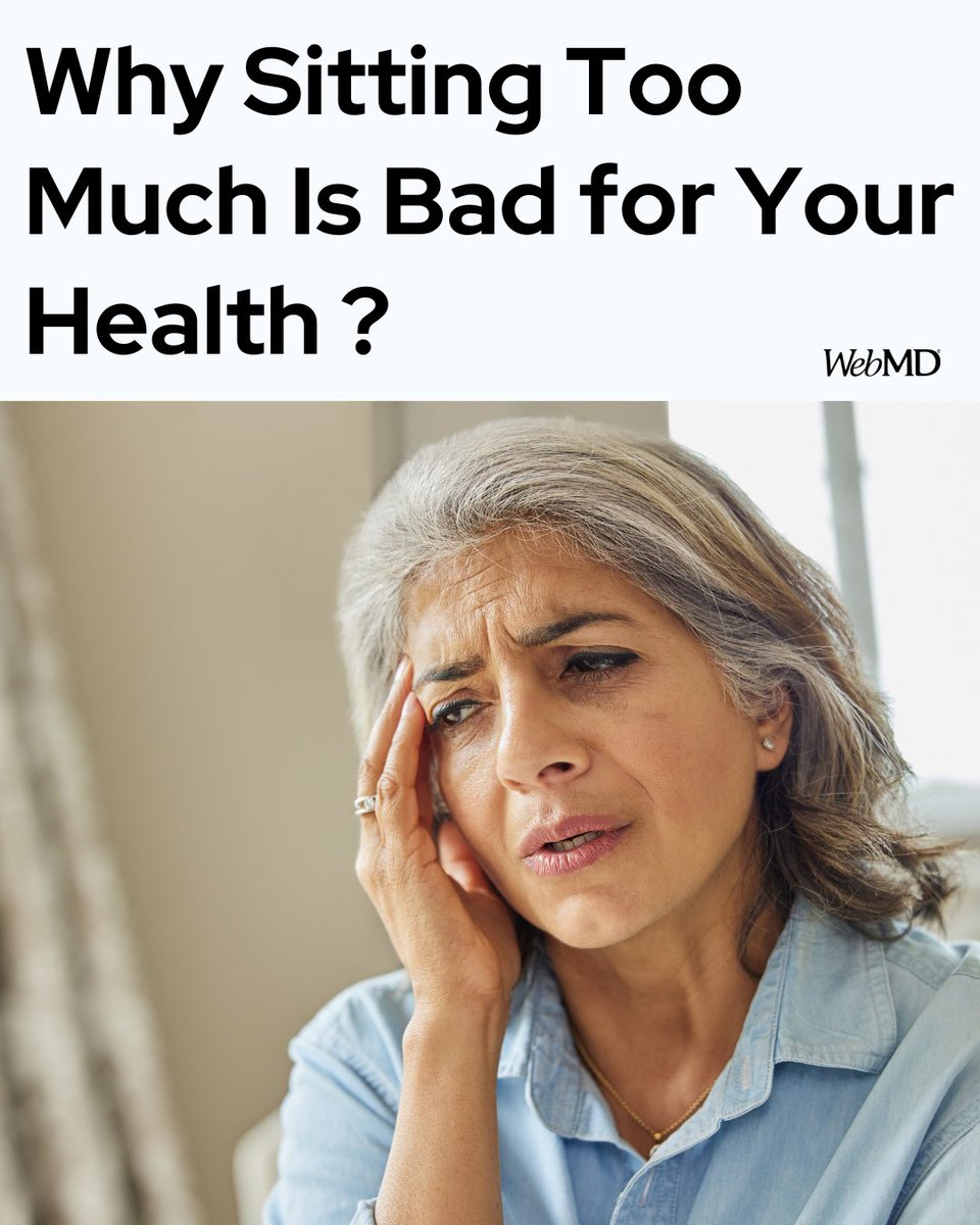 WebMD's tweet photo. If you sit too much, your brain could look just like that of someone with dementia. Sitting also raises your risk of heart disease, diabetes, stroke, high blood pressure, and high cholesterol, which all play a role in the condition. Moving throughout the day can help even more than exercise to lower your risk of all these health problems. https://t.co/MHKKfCMzux