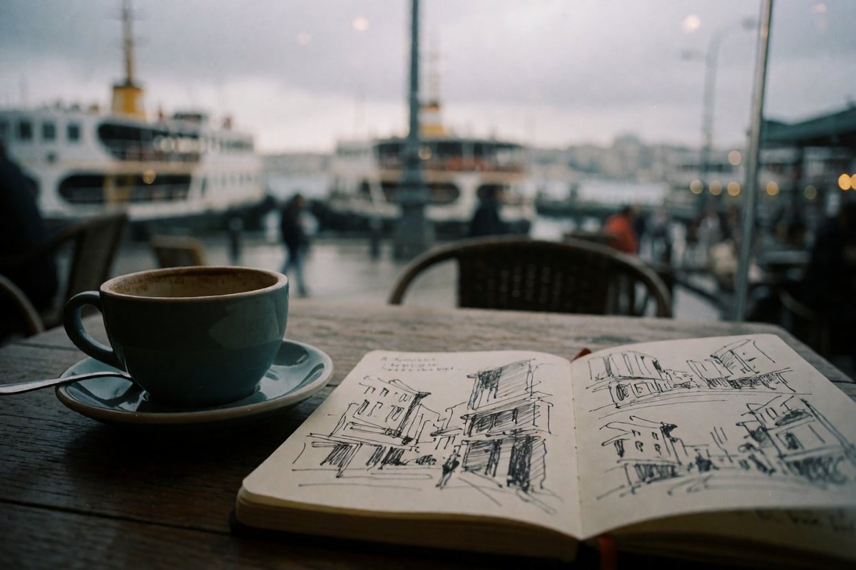 JamieMacDo72519's tweet photo. Kadıköy kahvesi, sketchbook ve az bulutlu bir Pazartesi sabahı 📝 https://t.co/azNzbkwXYo