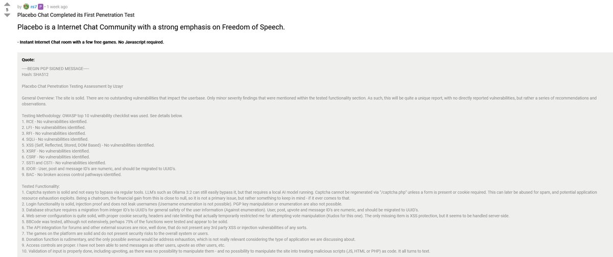 DarkWebInformer's tweet photo. 🚨 Placebo : An internet chat community with a strong emphasis on Freedom of Speech.

Dark Web: http://placebordtyjrxo3mmlfg5i4mwsotzguplvblb6b775gs2x7lnftfrid[.]onion

Dread Announcement: https://dreadytofatroptsdj6io7l3xptbet6onoyno2yv7jicoxknyazubrad[.]onion/post/6bc511a93be8bd7a5f6c