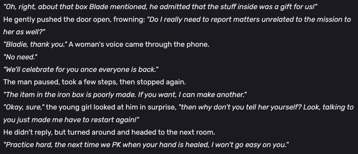 MissMapleStar's tweet photo. Mortenax Blade's character stories actually acknowledges his disability where he admits the items he gifted the Stellaron Hunters were poorly made and Silver Wolf talks about his hands still needing healing. 

WHY WAS THIS NOT BROUGHT UP ONSCREEN ? https://t.co/iYLvpZMX5m