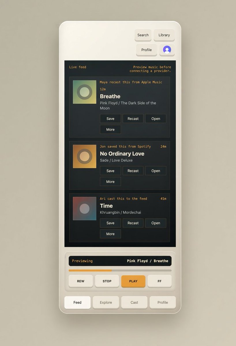 wulymammoth's tweet photo. i'm working on a social music discovery application giving the reins back to users instead of algorithms. it's retro through and through. it's 85% complete and already on TestFlight. 

one of the technical challenges was how to model this problem for scalability. one thing that's haunted US SWEs has been the data-structures and algorithms interviews. it comes in handy from time to time. my specific challenge? how is a network of users and their influence modeled?

for the uninitiated, it is modeled as a graph of nodes and edges, and it typically has several forms or representations: adjacency list (list of neighbors), edge list (a list of connections), and an adjacency matrix, with each having their own trade-offs. how it is traversed/accessed should dictate what database management system should be considered. graph databases have been around for a while, but even the largest social networks in the world aren't using them and it wasn't my choice either.

the screenshot is how it started three months ago. demo and other technical challenges to come!

#shipaton #buildinpublic