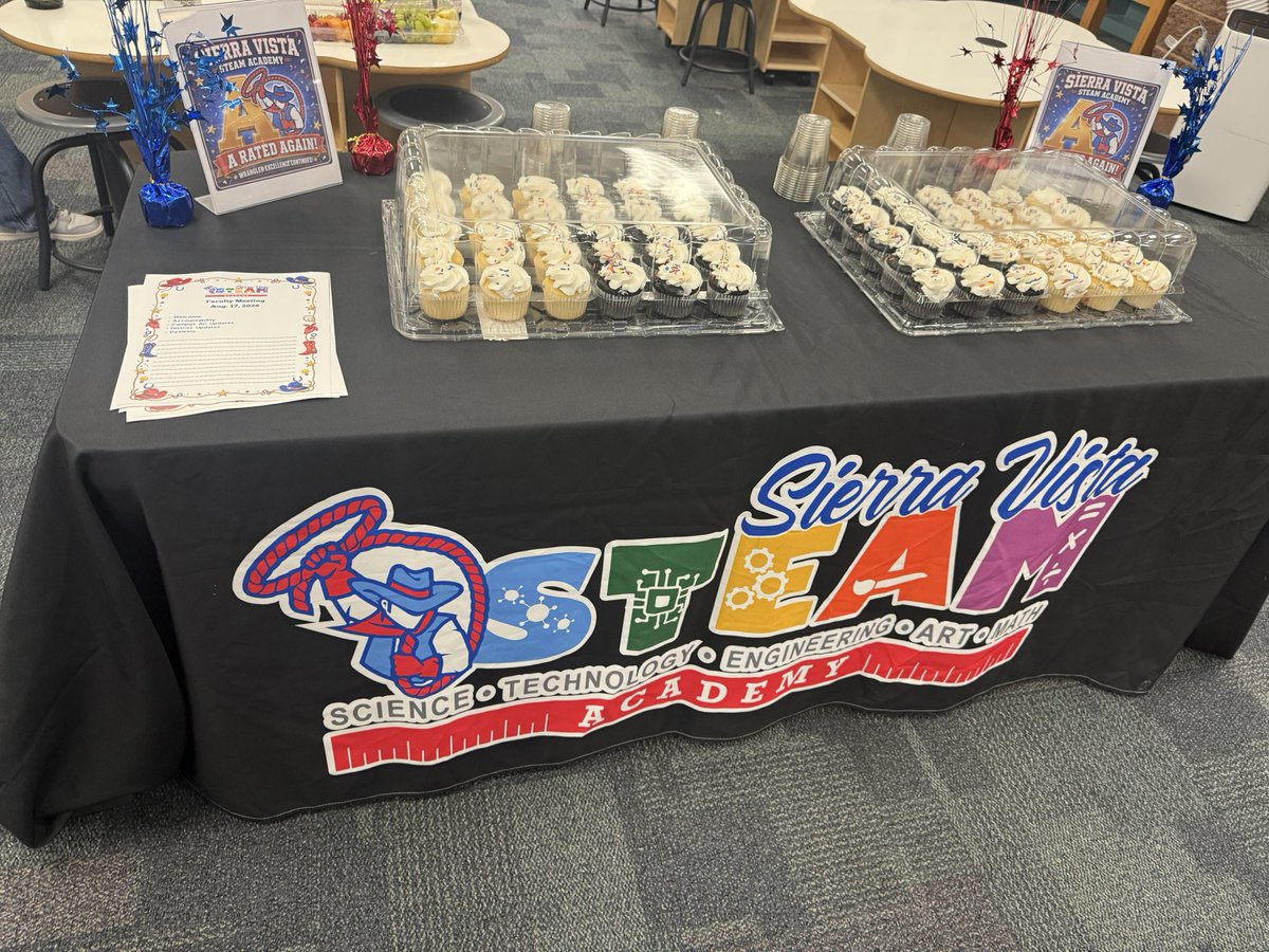 SierraVista_SA's tweet photo. Thank you @jim_vasquez20 and @SISD_ES for speaking to our teachers and celebrating our A-Rating with us! #TeamSISD #BoardwalkToSuccess https://t.co/csGtZsUSV6