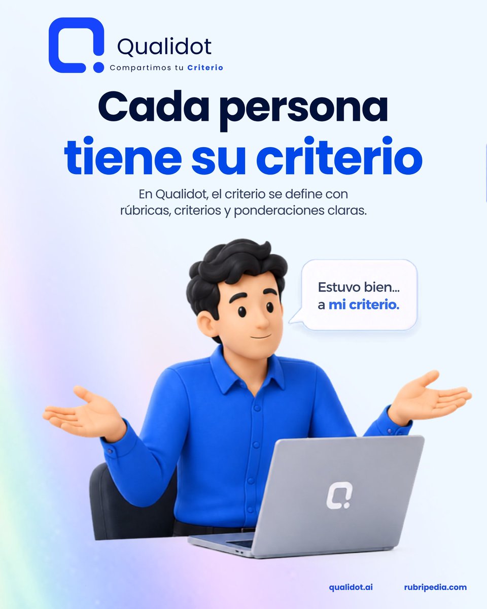 qualidot's tweet photo. 👥 Cada persona tiene su criterio.
En Qualidot, convierte criterios en evaluaciones claras y consistentes.
#Qualidot #IA #Evaluación #Rúbricas #Educación https://t.co/mupzjlEIwv