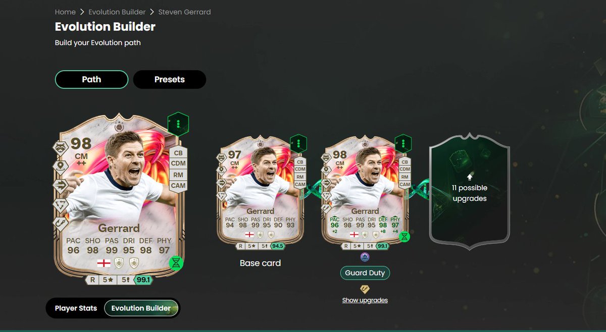 FCyu_yu24yu's tweet photo. エボリューションおすすめ選手紹介
⭐️Steven Gerrard⭐️
🧬 Steven Gerrard エボリューション 🧬
🔄 進行ルート(全1ステップ)
🧬 Guard Duty
#EAFC26 #FC26 #StevenGerrard #エボリューション #UltimateTeam https://t.co/0fZhm83JGP