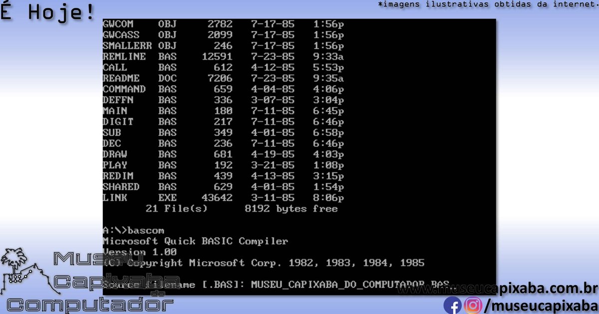 museucapixaba's tweet photo. É hoje! O Microsoft QuickBASIC de 1985.
+em https://t.co/WTVa8eOrnL
#MuseuCapixaba #mcc #éhoje #museu #Tecnologia #Retro #Geek #ES #BASIC #Microsoft #QuickBASIC #BASIC86 #MicrosoftBASIC #BASICPDS #VisualBasicforDOS #IBMPC #IDE #AltairBASIC #GWBasic #VisualBasic #FreeBASIC #QB64 https://t.co/SQvBD52QpU