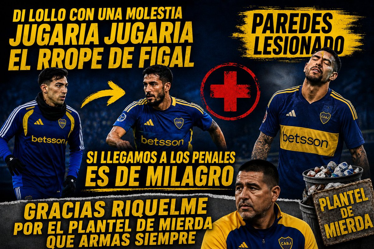 CanalCabj's tweet photo. Mañana #Bocajuniors vs Recoleta con #Dilollo con una molestia en su lugar jugaria el rrope de #Figal, 
sin #Paredes lesionado
Si llegamos a los penales es de milagro 
Gracias #Riquelme por el plantel de mierda que armas siempre gracias por tu inutilidad https://t.co/D5mkq0OI4e