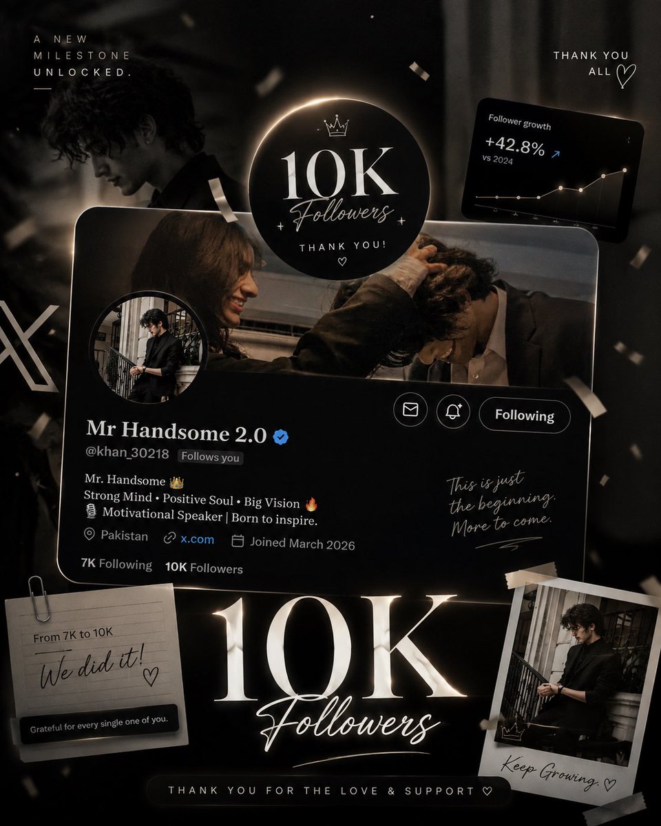 PrettyByHearttt's tweet photo. 10K Followers Mubarak ho, mere azeez dost @khan_30218 🤍✨
Aapki is khoobsurat kamyabi par dil se bohat bohat mubarakbaad. 🎉
X par aakar mujhe jo sabse khoobsurat cheez mili, woh aapki dosti hai. Aap jaisa sincere, kind aur supportive dost milna mere liye waqai ek blessing hai. 
Aapki har chhoti bari kamyabi mujhe dil se khushi deti hai, aur aaj aapko 10K tak pohanchte dekh kar genuinely fakhr mehsoos ho raha hai.
Dua hai ke yeh sirf ek milestone na ho, balki aapke liye bohat si aur kamyabiyon ka aaghaz ho. Aap hamesha yunhi chamakte rahein aur apni positivity se logon ke dil jeette rahein. 🤗❤️
So grateful to have you as my best friend. 10K today, many more beautiful milestones to come. 🤍