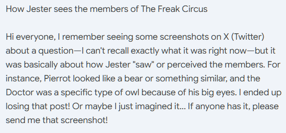 TheMoonDzn's tweet photo. #TheFreakCircus #TheFreakCircusVN #TheFreakCircusFanart #TheFreakCircusArt #TFC #TFCFanart #TFCFandom #TheFreakCircusFanart #TheFreakCircusVN #Jester #TFCJester #JesterTFC #TheFreakCircusJester #JesterTheFreakCircus ;v ; help... ? https://t.co/Hejq9LQ7tM