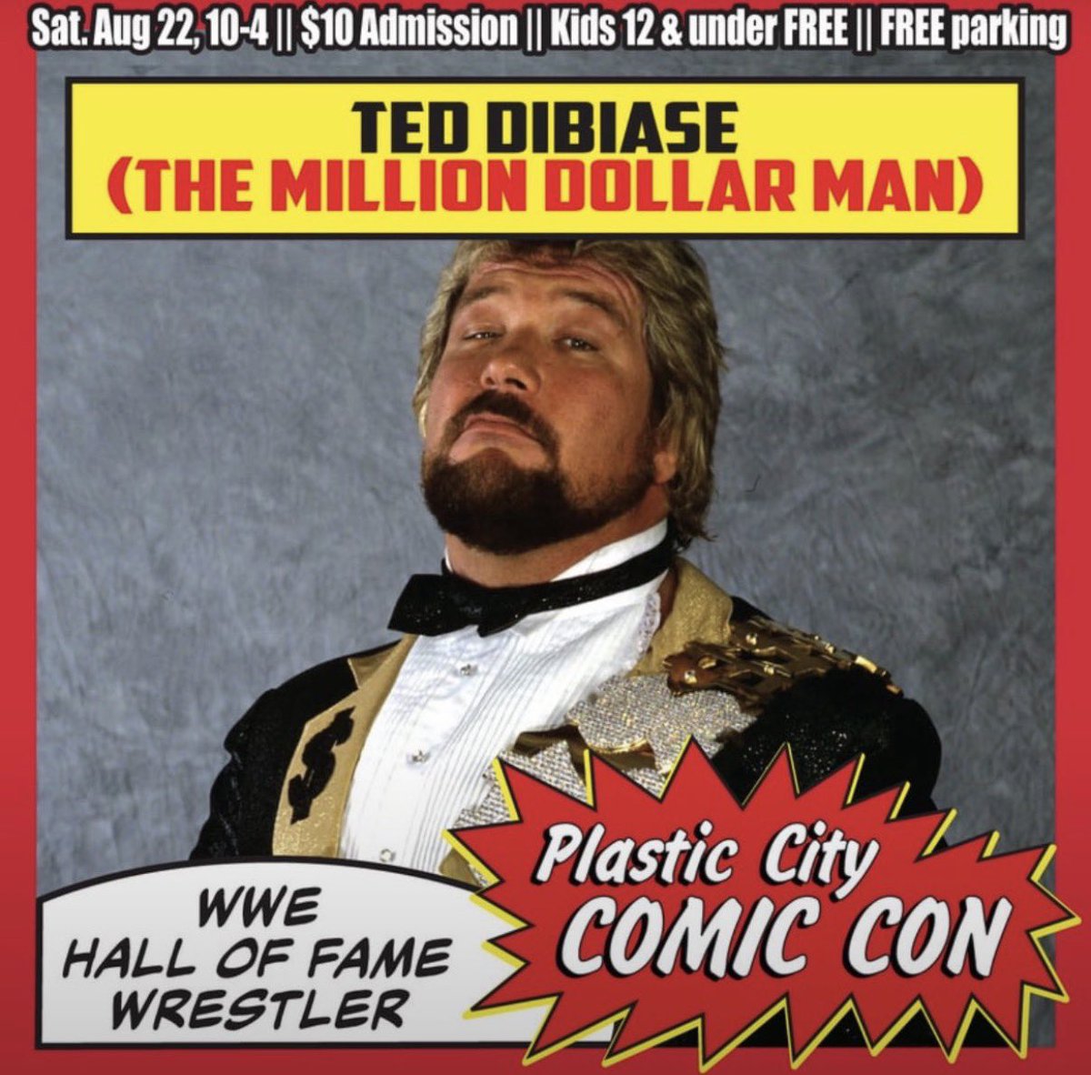 MDMTedDiBiase's tweet photo. Massachusetts, I’m headed your way! 

Catch me at Plastic City Comic Con in Leominster on August 22nd! 

Details: https://t.co/Uq6YImkabB https://t.co/tiXkeueRtE