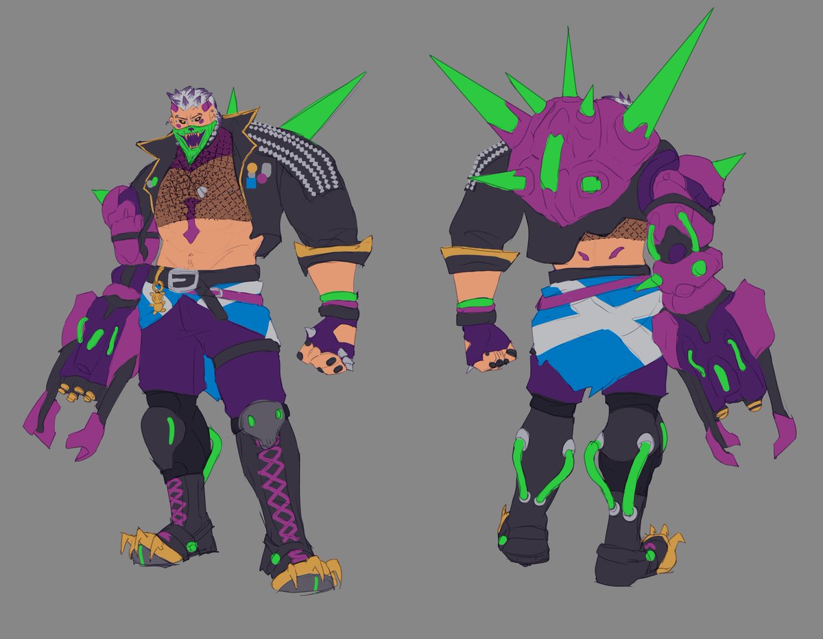 SzzlingZombieT's tweet photo. Hazard skin concept from my stream today! I tried to really up the punk #hazardtwt #overwatch #art #digitalartㅤㅤㅤㅤ https://t.co/X68u6VtNDs