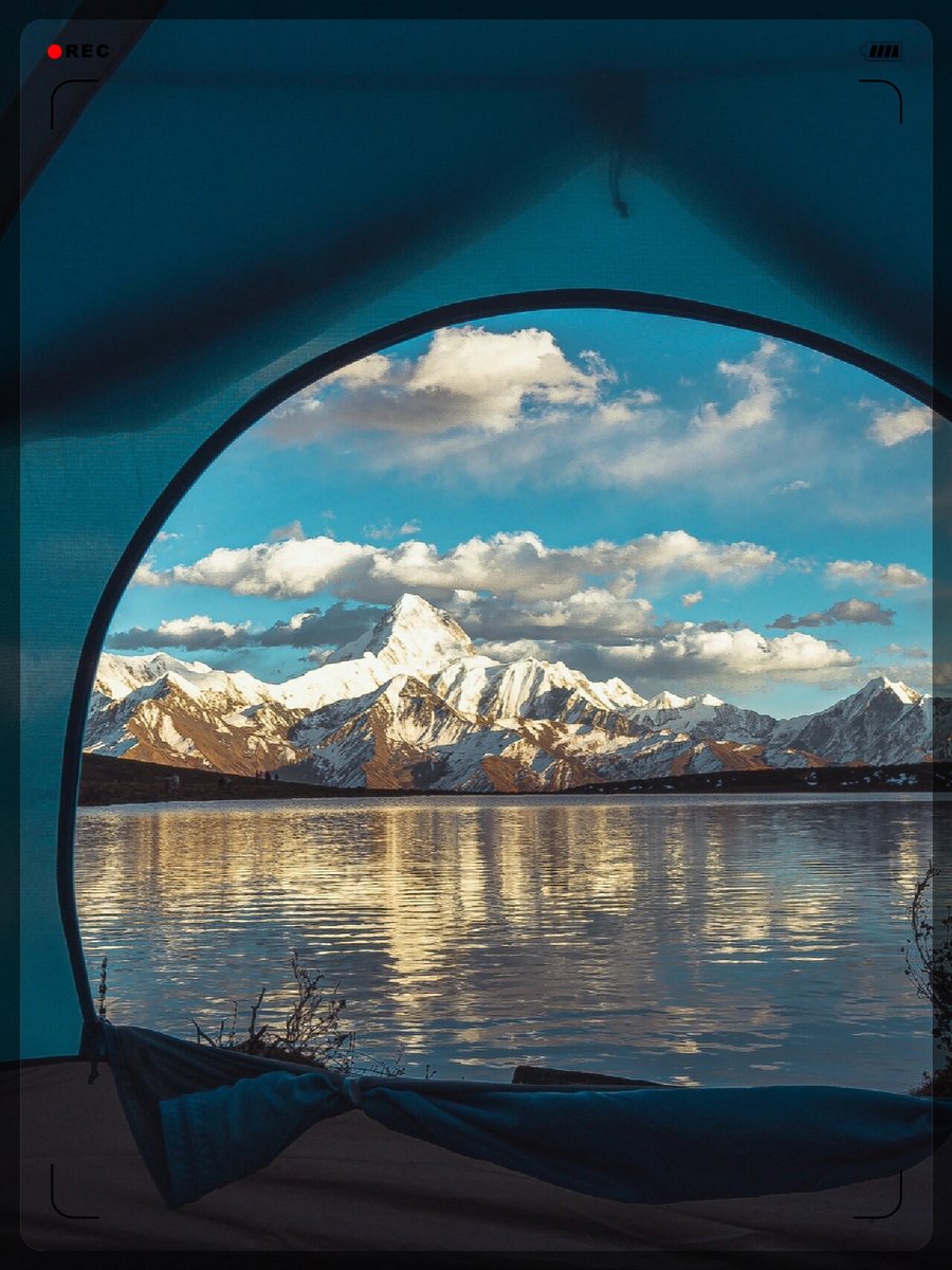 Mya45313043's tweet photo. Woke up to sunrise painting the mountain peaks u0026 a campfire scent drifting through the air—this is the kind of slow, perfect reset only camping gives. https://t.co/of4Pk7jVmH