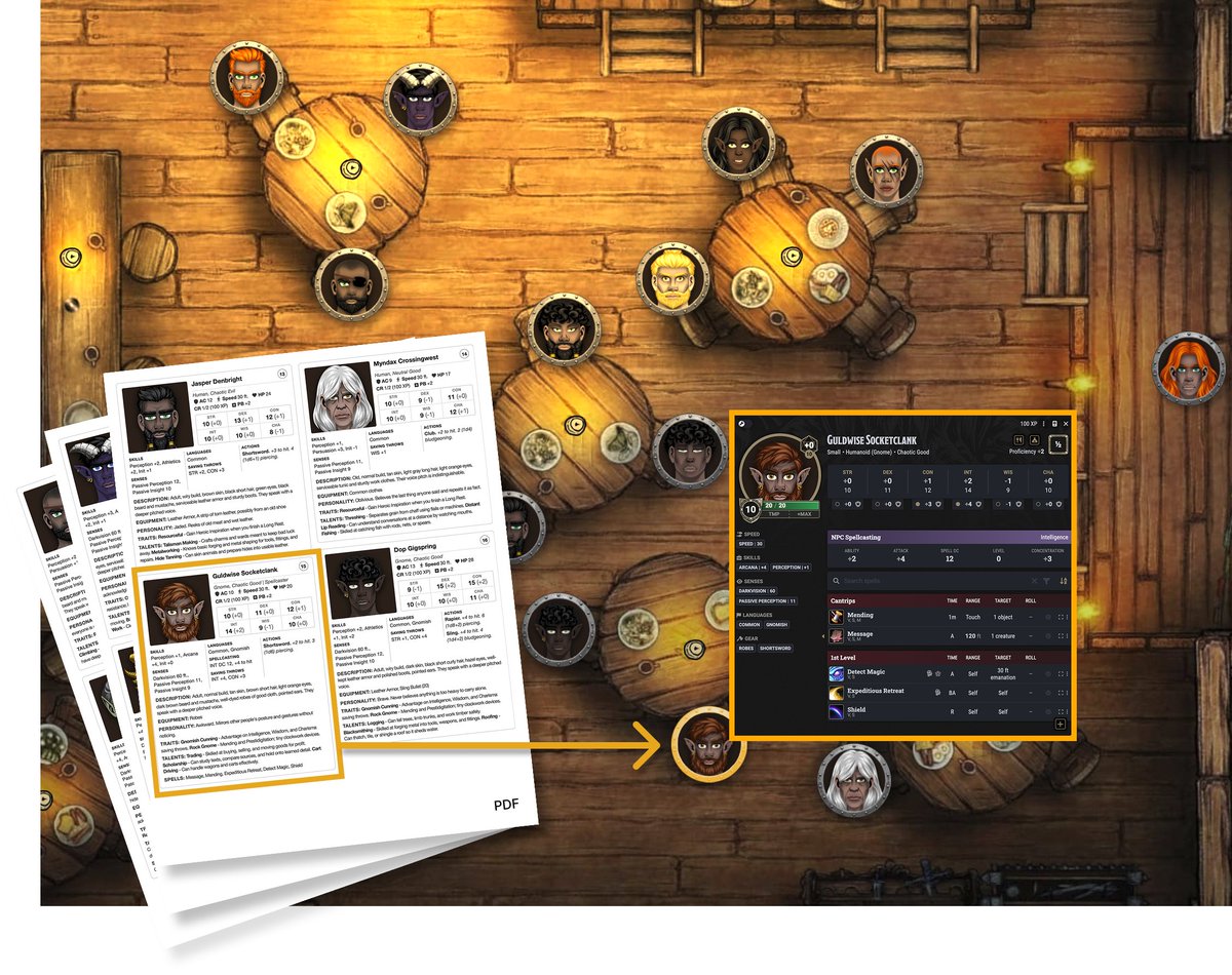FastNPCs's tweet photo. When the party goes off-script, your NPC notes run out fast.

FastNPCs is being built as an NPC backup plan: up to 20 D&amp;D 5e-ready NPCs in seconds, with portraits, stats, traits, gear, PDFs, and Foundry VTT workflow support.

Coming November 2026.

#TTRPG #DND5e https://t.co/CTYCVere6F