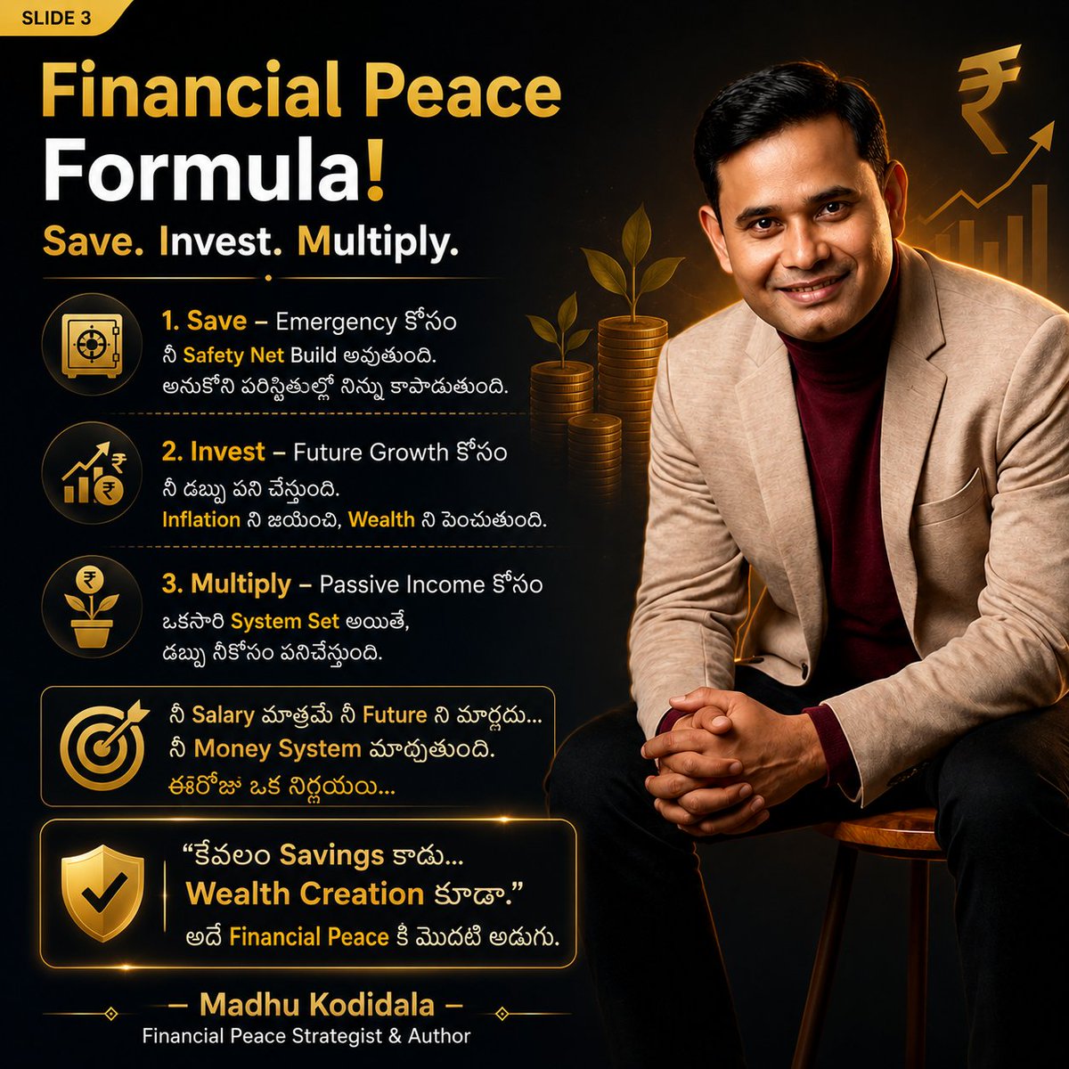 KodidalaMadhu's tweet photo. Savings మాత్రమే కాదు... Wealth Creation కూడా నేర్చుకోండి. మీ Money System మార్చితేనే Financial Peace వస్తుంది. ప్రారంభించండి today.

 https://t.co/7iyf9U2HDc

#FinancialPeace #WealthCreation #MoneyManagement #SalaryToWealth #FinancialFreedom #InvestSmart #PersonalFinance https://t.co/hcp0kLFTDD