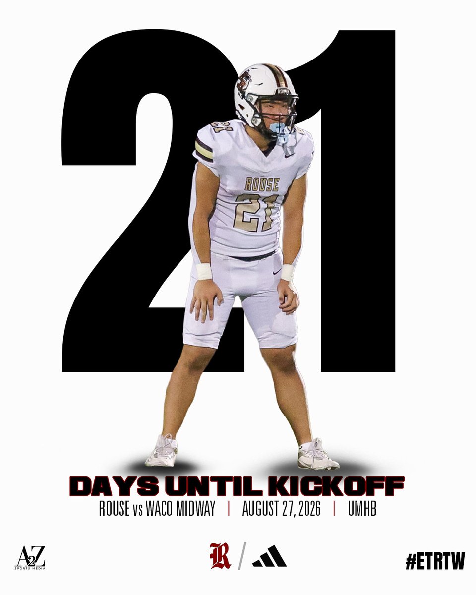 A2ZSportsMedia's tweet photo. 21 DAYS. ⏳🏈The countdown rolls on. Just 21 days until the lights come on, Raider Nation fills the stands, and it's time to start the 2026 season.
The wait is almost over. @rousefootball @RouseRaidersFB 
#ETRTW 🖤💛
#RouseRaiders #FridayNightLights #GameDayCountdown  #RaiderNation