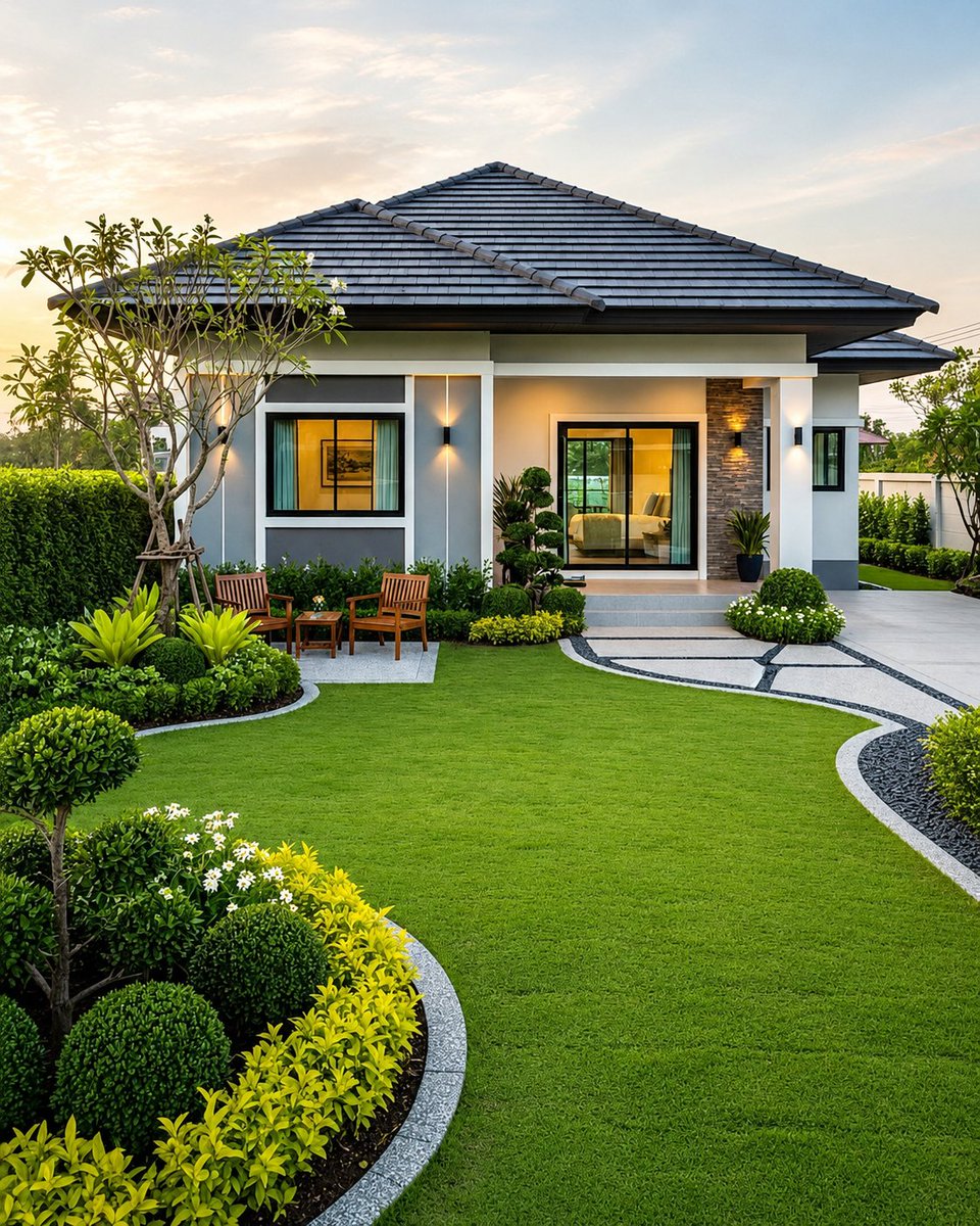 HomeVibesDaily_'s tweet photo. A front yard that welcomes you home. https://t.co/4o3F196IEr
