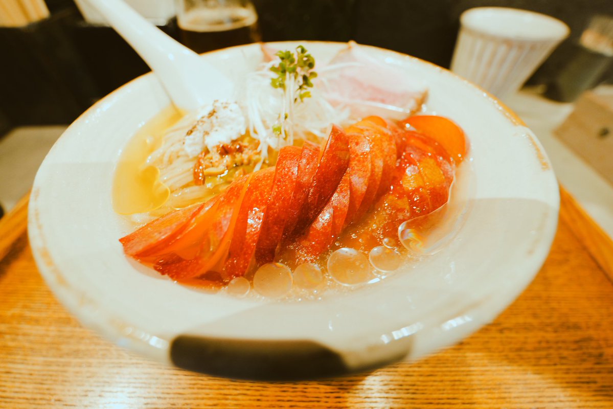 itaita555's tweet photo. 昨日の晩ごはん🍜
のろたさん 限定 プラムとスパイスポークの冷やし プラム増し増しでおつまみ海苔、和え玉(麺半分)、ハートランド×2を注文！
スープと具材の旨さの設計が素敵すぎる！とても美味しく頂きました https://t.co/26j1f3DLwd