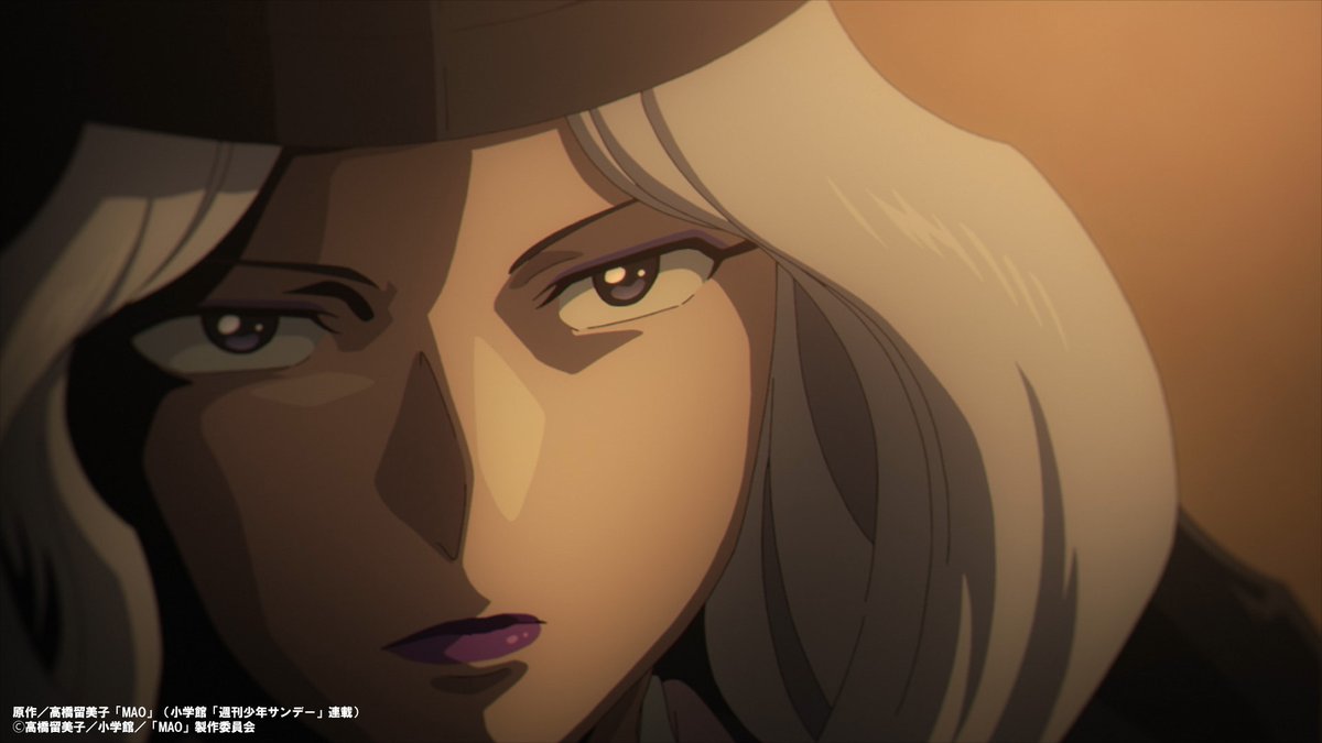 MAOanimation's tweet photo. ⬟━━━━━━━━━━━⬟
　   TVアニメ『MAO』
 あらすじ&先行カット公開
⬟━━━━━━━━━━━⬟

⬟第19話「海底の社」⬟
夏野の力を借り、海底の社へ向かう摩緒たち。社へ突入した摩緒たちは、不知火から真砂の最期を聞かされる。華紋は後悔を抱えながらも立ち向かうが、不知火の術によって窮地に追い込まれてしまう。

＃アニメMAO 第19話
8月8日(土)23時45分～NHK総合にて放送開始
※放送は変更となる場合がございます。

https://t.co/11hEOM08HG