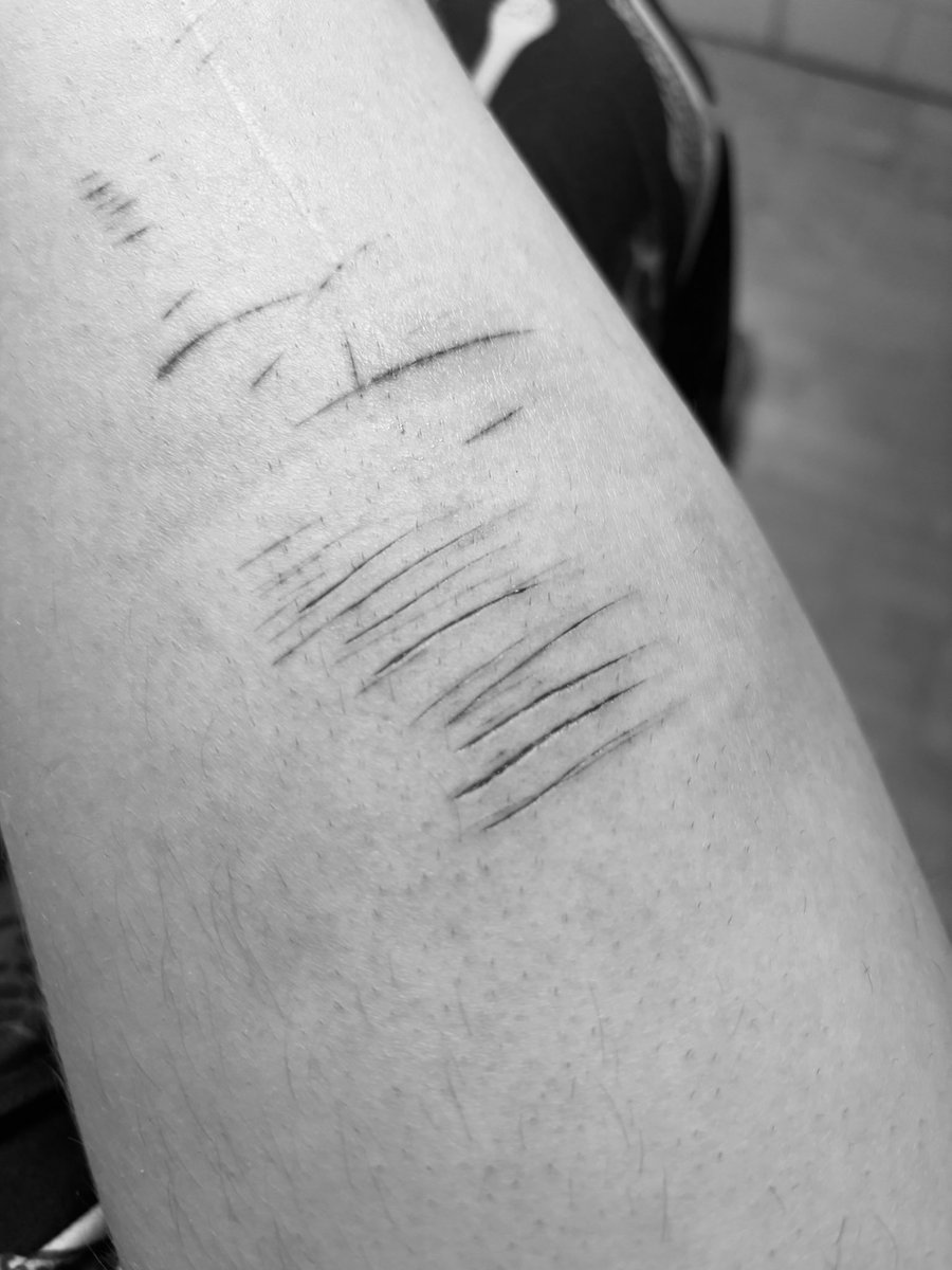 Also2KookyCrank's tweet photo. SFX AI FAKE FAKE FAKE NOT REAL HALLOWEEN MAKEUP

Progress over today/last night, cat scratches -> styro :>

#sharmtwt #slittwt https://t.co/QjaG2gG614