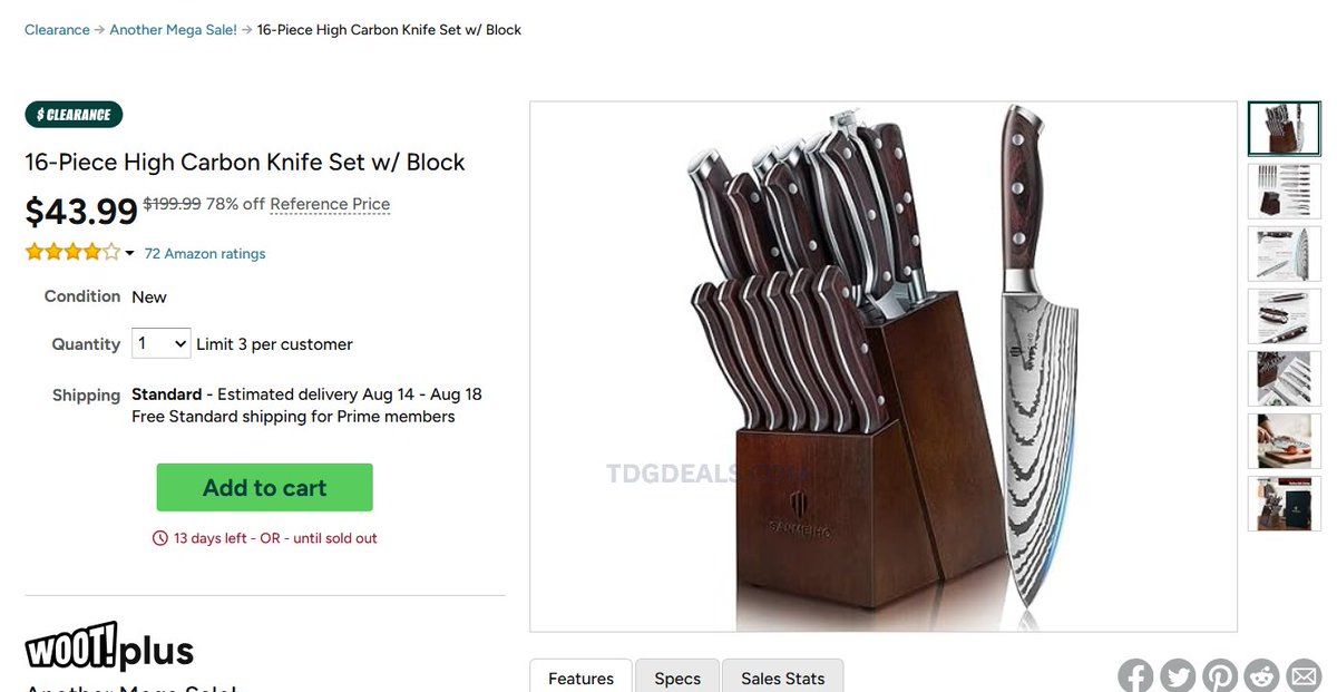 thedealsguy_'s tweet photo. 16-PIECE HIGH CARBON KNIFE SET WITH BLOCK — $43.99

The 16-piece high carbon steel knife set with block drops to $43.99, reference price $199.99.

New condition with full-tang pakkawood handles and a wood storage block. Limit 3 per customer.

https://t.co/1k5SaiKy8Z

#ad https://t.co/jxjKMF1TW3