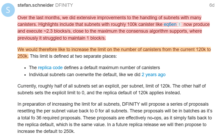HEROonchain's tweet photo. DFINITY just improved how $ICP handles subnets with large numbers of canisters.

Subnet eq6en (~100k canisters) now runs at ~2.3 blocks/s — near the consensus limit — up from ~1 block/s.

Next step: Raising the canister limit from 120k → 250k. https://t.co/GXSorEYGDp