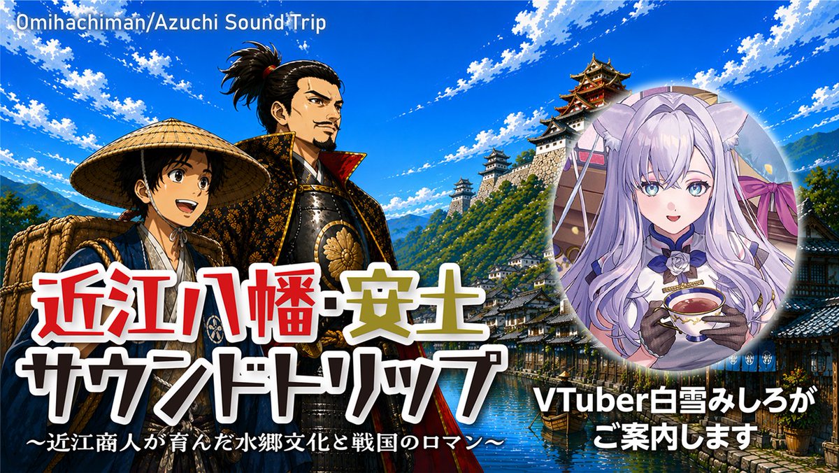 eins_kikaku's tweet photo. 🎵本日スタート🎵
「近江八幡・安土サウンドトリップ」
が公開されました🥳
近江八幡・安土エリア25か所のスポットを #白雪みしろ さんの素敵な音声ガイドとともに楽しめます✨

参加無料！ ぜひ体験してみてください👇 https://t.co/etul2IS35a

↓詳細はこちら↓
https://t.co/7gqakRy2tn https://t.co/Nh15sOk8XQ