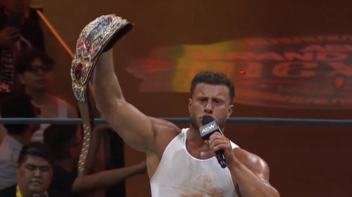 WrestlePurists's tweet photo. “The only championship that should be recognized is The Triple B. And the only champion that should be recognized is me!

And after August 30th at All In with that fake main event, I don’t give a damn if the winner’s a Best Bout Machine or an Aerial Assassin because I am going to remind the world whether you like it or not..

I AM YOUR ONE TRUE CHAMPION!”

- MJF

#AEWDynamite
#GrandSlamMexico