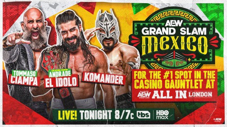 lemonpeppamelo's tweet photo. Andrade El Idoli vs Tomasso Ciampa vs Komander, AEW Grand Slam Mexico City, 8-5-26:
⭐️⭐️⭐️⭐️
Already knew this would bang, Komander is fucking insane btw https://t.co/97jA11xTGL