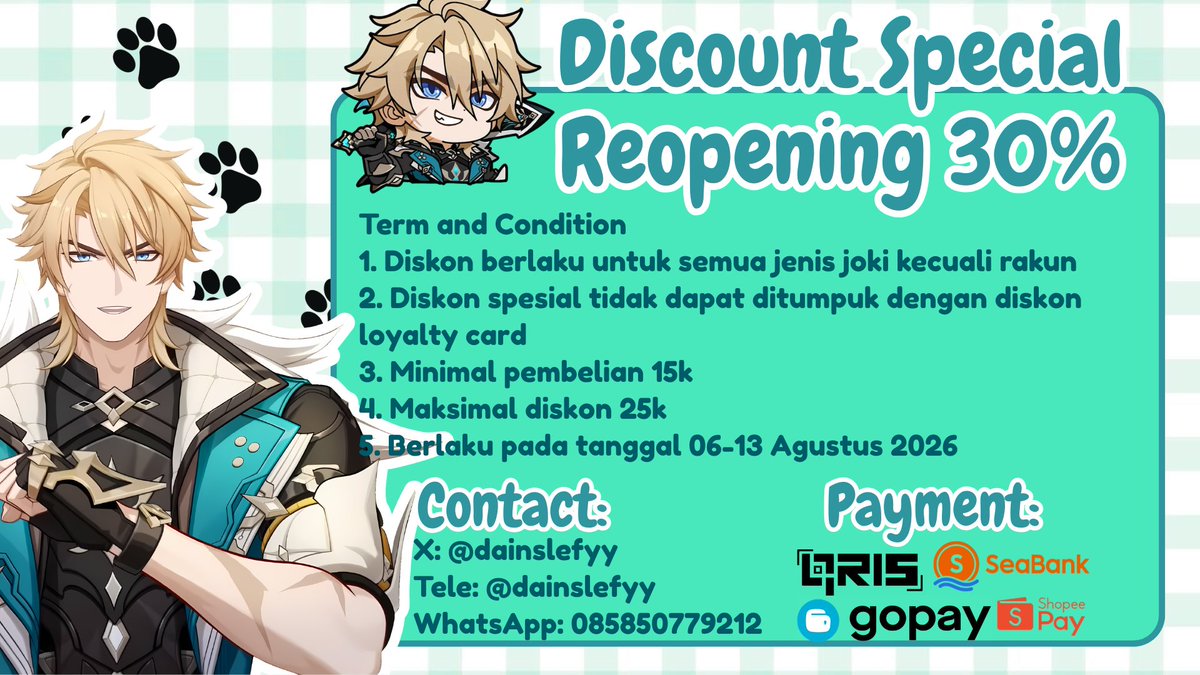 dainslefyy's tweet photo. any interaction are appreciated💚

Halo guyss, Raelyn membawa diskon 30% nih ayo manfaatkan karena cuma berlaku sampai tanggal 13 agustus

Feel free to ask, Raelyn nggak gigit kok(⁠｡⁠•̀⁠ᴗ⁠-⁠)⁠✧

#bealanja #zonauang https://t.co/o4i3Hkp0RU