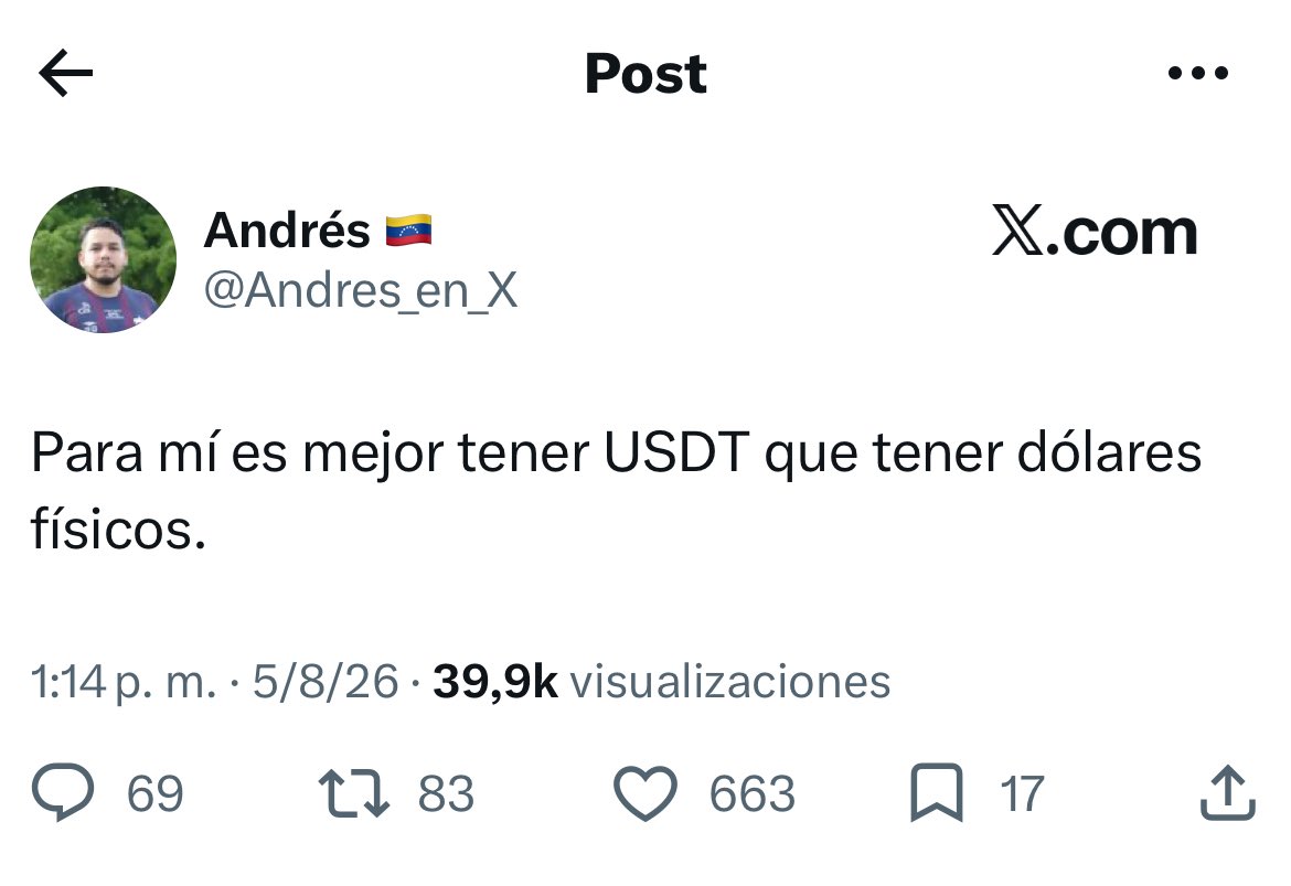 estendenciavzl's tweet photo. "USDT" es tendencia por la conversación que ha generado la publicación de @Andres_en_X 

También por quienes hablan de la actual economía venezolana donde se están vendiendo las divisas en efectivo por encima del USDT, llegando a sobrepasar los 900 bs por dólar.  El USDT está alrededor de los 850 bs por cada uno. 

Otros temas que se tocan son la reducción de la brecha cambiaria entre el dólar BCV Y el USDT, y el hecho de que el Euro BCV esté por encima de la tasa USDT.