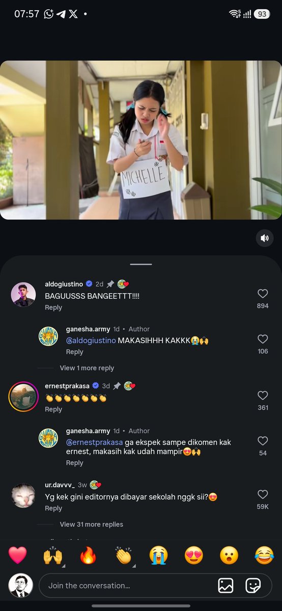 Pacinggembul22's tweet photo. Gokil sih ini editannya adek adek OSIS SMAN 1 Salatiga 🤯🤯

Sampe dinotice Bang Aldo &amp; Kih Ernest

Source: di comment ya https://t.co/whHb9Y7QMg
