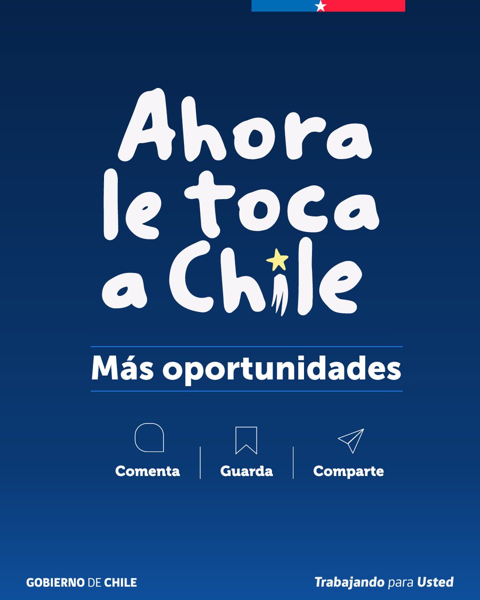 llinogonzalez's tweet photo. RT @GobiernodeChile: #AhoraLeTocaAChile más oportunidades 🇨🇱 https://t.co/enLWpBo2Gw