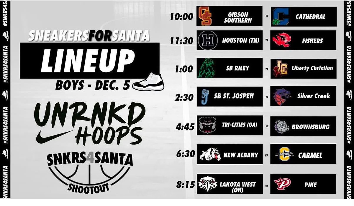pdcprepsports's tweet photo. Gibson Southern Boys Basketball 🏀 (@GSHSbasketball) has added a big-time game against Indianapolis Cathedral (@cathedralmball) in the 2026 @Sneakers4Santa_ Shootout on December 5 to open up an action-packed day of hoops! #pdcprepsports #Snkrs4Santa 

@CoachRohrer14 @GSTitans1 https://t.co/h2aKJExtBS